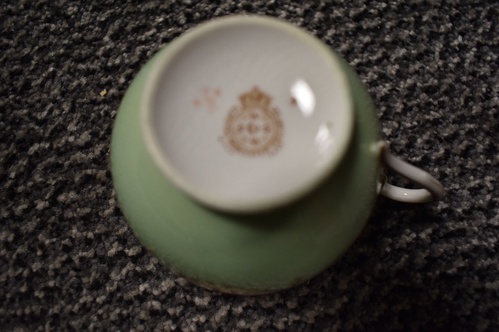 A collection of circa 1912 Royal Worcester table ware, having green and cream ground with brown swag - Image 2 of 2