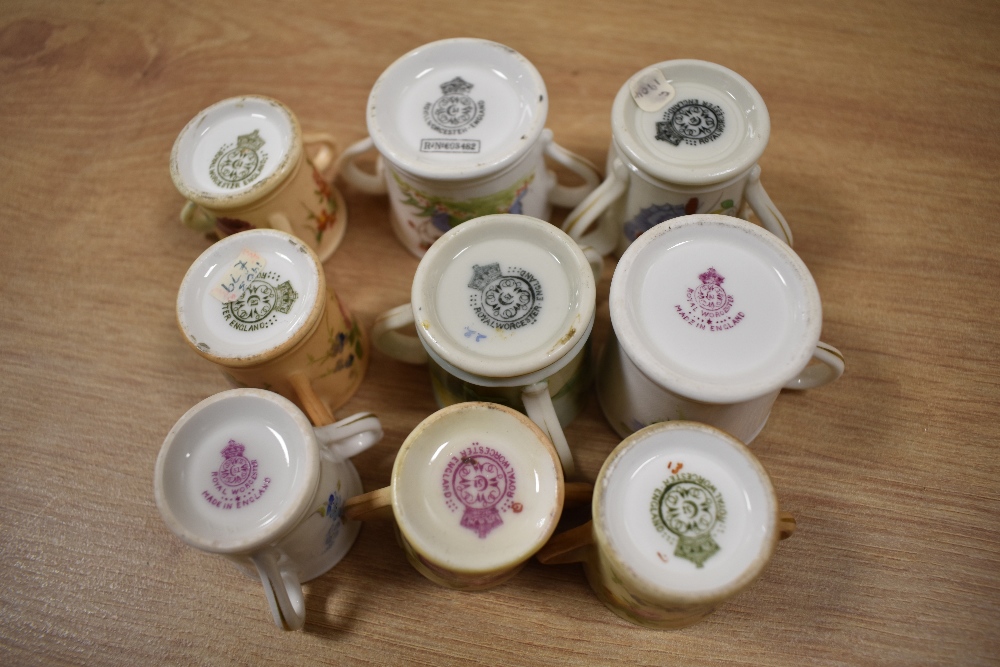 A collection of 19th/20th Century Royal Worcester porcelain tyg and loving cups, the largest - Image 2 of 2