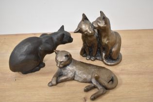 A group of three Frith Sculptures bronze effect cat studies, after Paul Jenkins (20th Century),