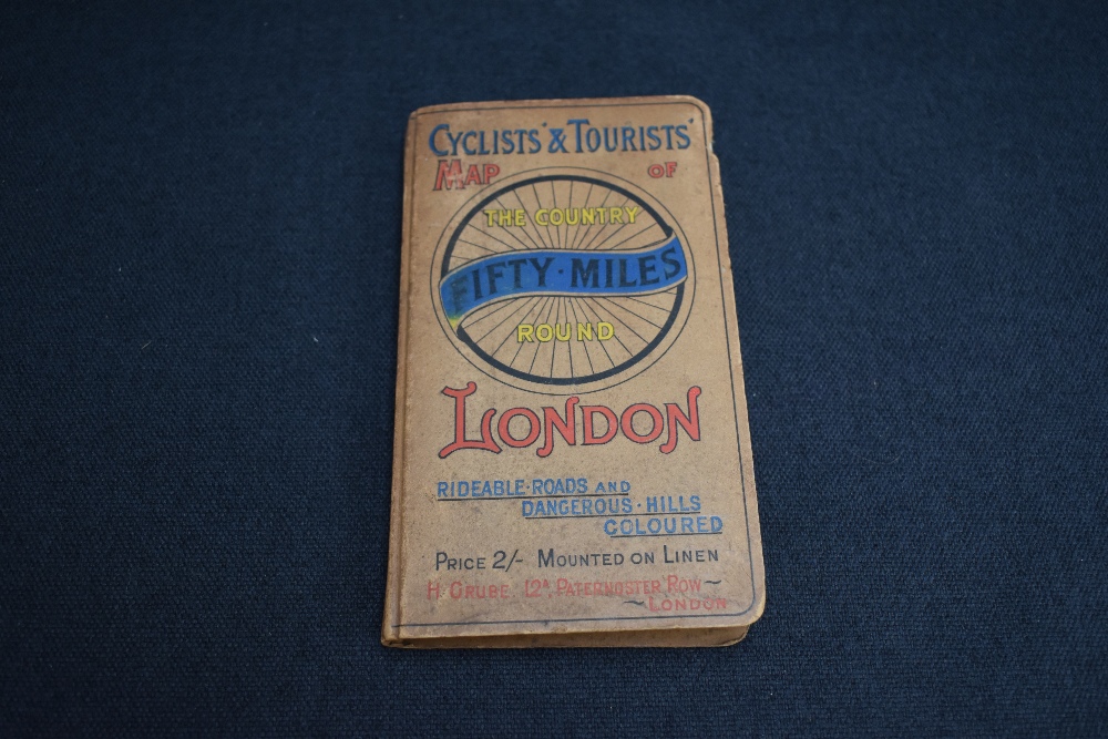 Map. Cyclists' & Tourists' Map of the Country Fifty Miles Round London. H. Grube. No date.