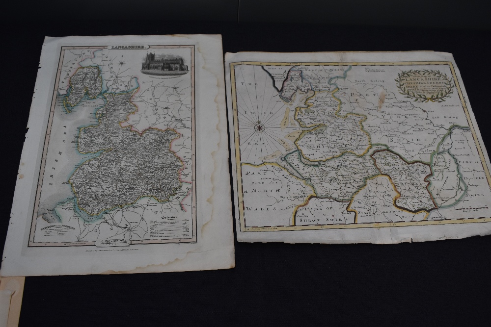 Maps. A selection of nine loose maps concerning Lancashire, 18th and 19th century examples. See - Image 3 of 4