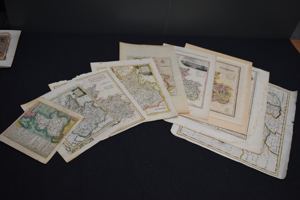 Maps. A selection of nine loose maps concerning Lancashire, 18th and 19th century examples. See