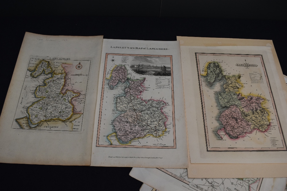 Maps. A selection of nine loose maps concerning Lancashire, 18th and 19th century examples. See - Image 2 of 4