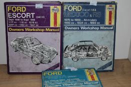 Three vintage Hayes manuals - Ford Escort 1980-90, Ford Fiesta 18983-85, Ford Mexico & RS 1975-80