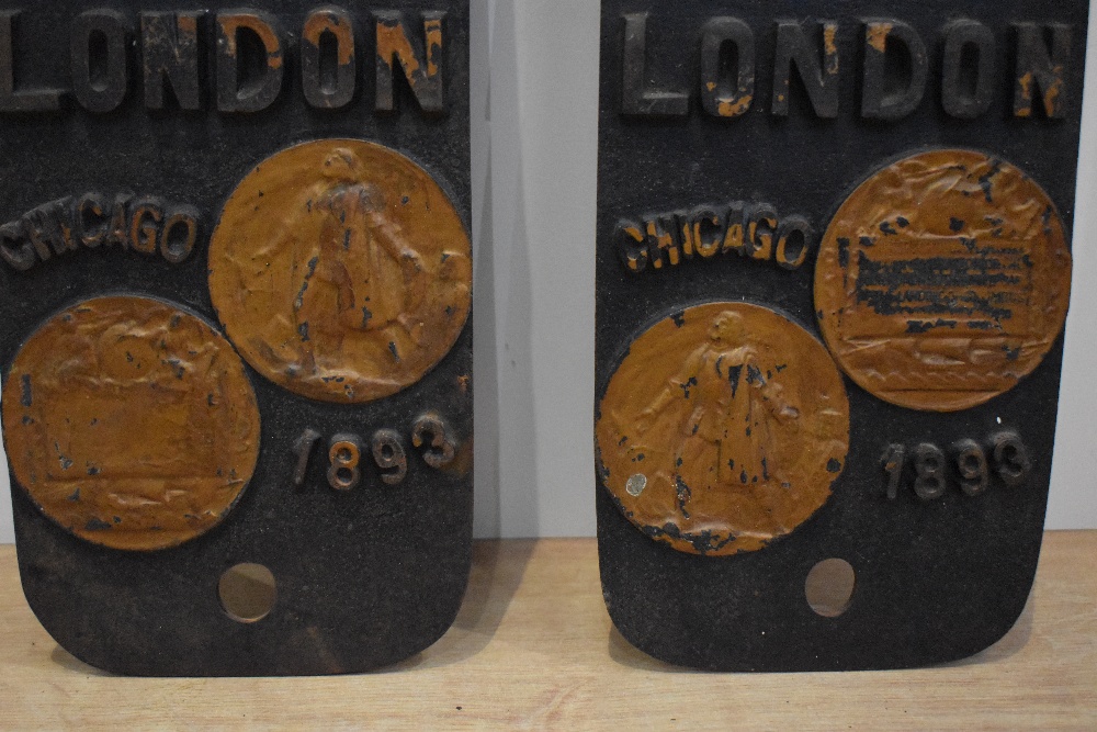 Two cast metal plaques to Paris 1900 Grand Prix, - Kirchner London - Chicago 1893 - Image 2 of 2