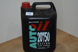 A one gallon of Multigrade Auto oil 20w/50