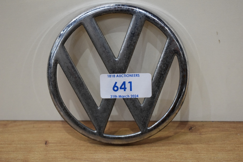 A VW car badge