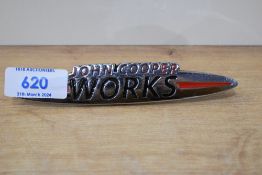 A John Cooper Works car badge