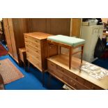 A vintage bedroom suite labelled AC (Alfred Cox) bleached walnut , comprising wardrobe, dressing