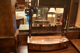 A 19th century mahogany toilet mirror having bow fronted drawer base, width approx 57cm
