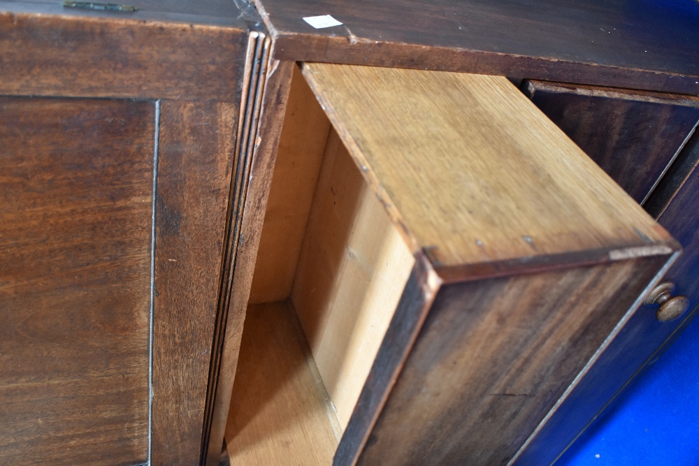 A 19th Century mahogany linen press having gentle arch cornice , and drawer base (two over two) , - Image 2 of 14