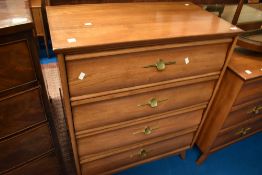 A vintage chest of four stylised drawers, stamped Knechtel, dimensions approx W83 H105cm