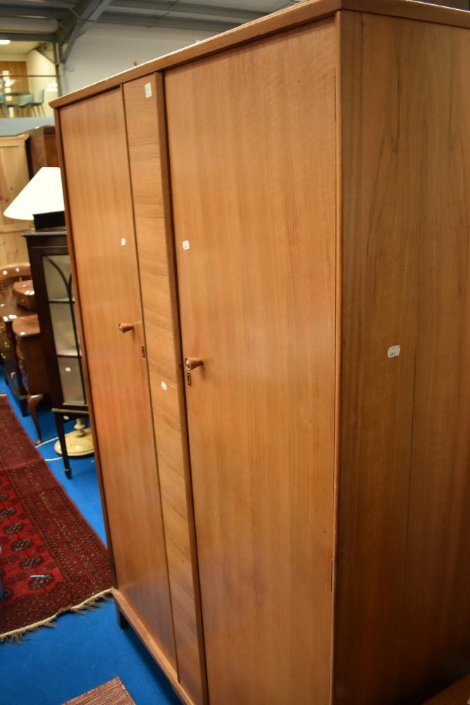 A vintage bedroom suite labelled AC (Alfred Cox) bleached walnut , comprising wardrobe, dressing - Image 2 of 7