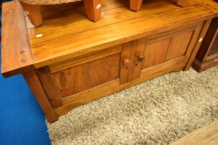 A modern hardwood TV stand or coffee table with cupboard under, approx. 120 x 65cm