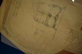 An original pencil drawing/plan of walnut cabinet by L C Lyne Esq. for Waring & Gillow Ltd,