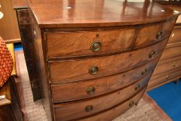 A 19th Century mahogany chest of two over four drawers having bow front, dimensions approx. W107