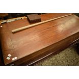 A vintage fold out bar billiards table and accesories