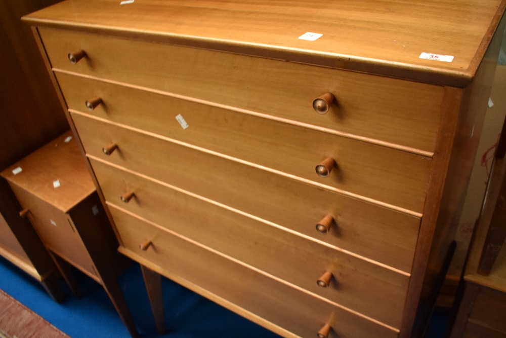A vintage bedroom suite labelled AC (Alfred Cox) bleached walnut , comprising wardrobe, dressing - Image 4 of 7