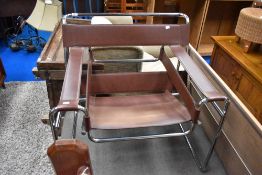 A vintage chrome and leather Wassily chair after Marcel Breuer