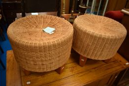 A pair of wicker stools