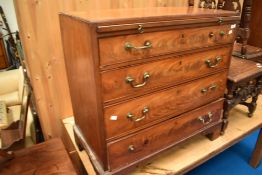 A 19th Century mahogany chest of four long drawers, width brushing slide , on bracket feet,