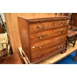 A 19th Century mahogany chest of four long drawers, width brushing slide , on bracket feet,