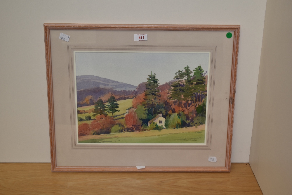 Philip Macleod Coupe (20th Century), watercolour, An autumnal countryside landscape with houses, - Image 2 of 4