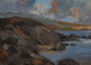 Attributed to James Naughton (b.1971, British), oil on board, 'Coastal Study' (Roseland