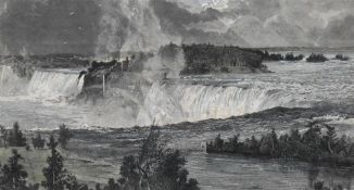 After Samuel Valentine Hunt (1803-1893, British), coloured engraving, 'Niagara', framed, mounted,