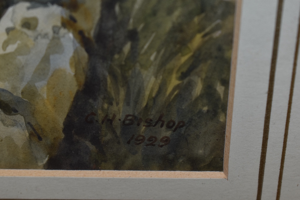 G. H. Bishop (20th Century, British), watercolour, 'Old Packhorse Bridge, Derwent Chapel, Near - Image 3 of 4