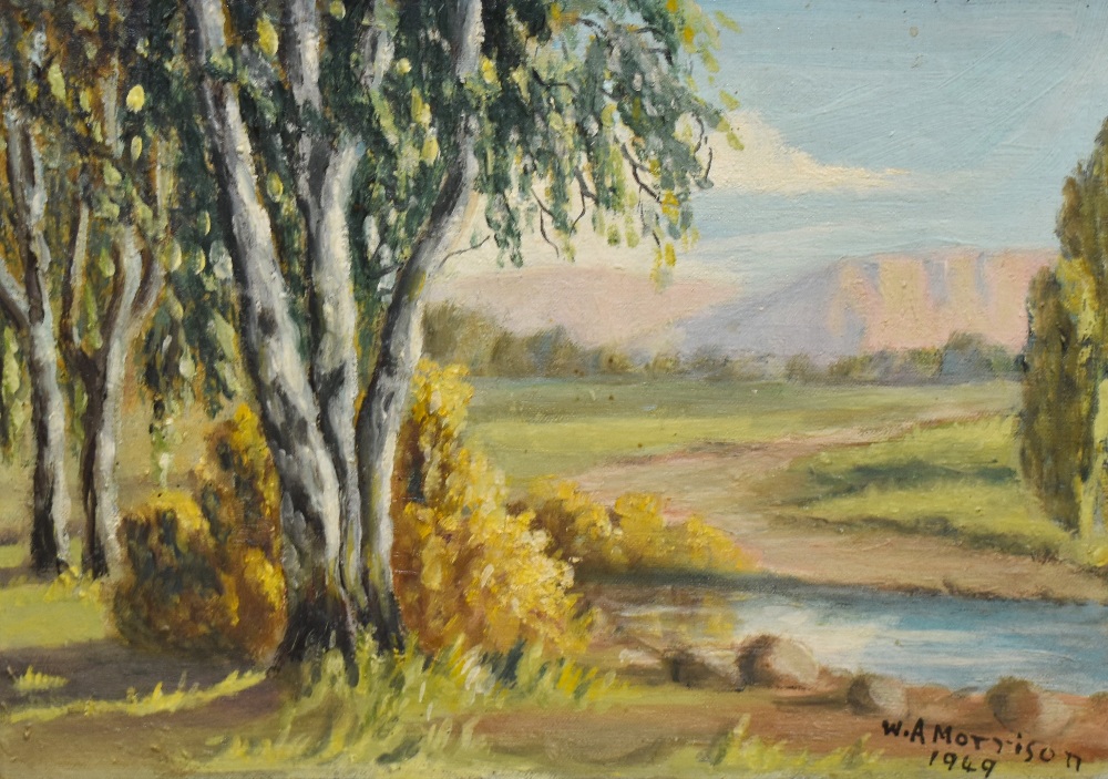 W.A. Morrison (20th Century), oil on board, A vibrant landscape depicting trees to the left hand