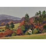 Philip Macleod Coupe (20th Century), watercolour, An autumnal countryside landscape with houses,