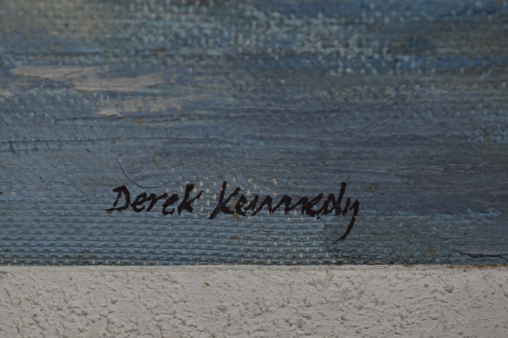 Derek Kennedy (20th Century), oil on board, An autumnal Highland landscape with river to the centre, - Image 3 of 4