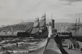 After James Charles Armytage (1802-1897, British), engraving, 'Whitehaven Harbour', Cumbria,