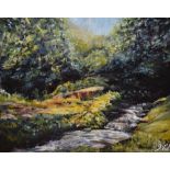 *Local Interest - Jennifer Wheten (1941-2021, British), acrylic on board, 'Summer Stream (Howgills