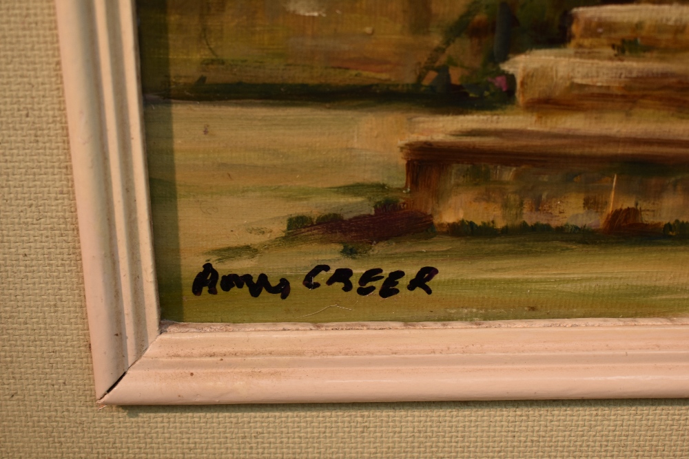 A. Creer (20th Century), oil on board, A countryside village, possibly the Cotswolds, signed to - Image 3 of 3