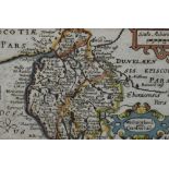 After Herman Moll (1654-1732, British), coloured engraving, 'Cumberland' a hand coloured map with