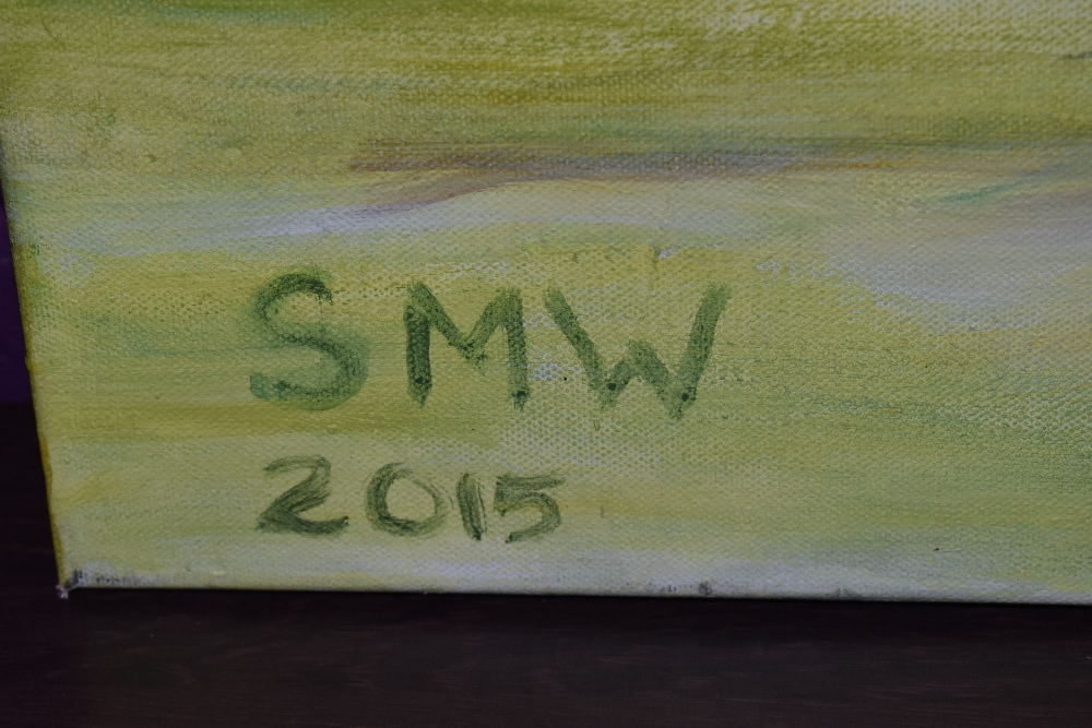 Contemporary, oil on canvas, A horse in field, initials to the lower right, SMW 2015, measuring 61cm - Image 3 of 4