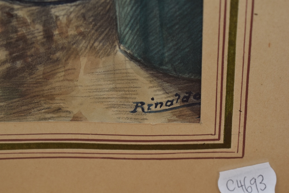 Rinaldo (20th Century, Continental), mixed media, A still life arrangement depicting a vase of - Image 3 of 4