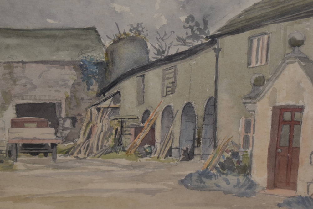 20th Century British School, two watercolours, Illustrations of a farmstead and a farm yard, both fr - Image 2 of 3