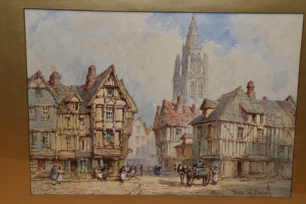 Pierre Le Boeuff (fl. 1899-1920, French), watercolour, Two historic French street scenes titled ' - Image 3 of 5