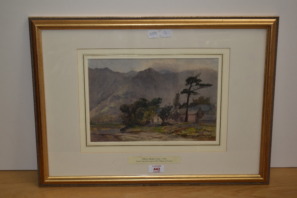 *Local Interest - Oliver Baker (1856-1939, British), watercolour, 'Goat Crag, Eel Crags, & The - Image 2 of 4