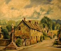 A. Creer (20th Century), oil on board, A countryside village, possibly the Cotswolds, signed to