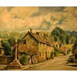 A. Creer (20th Century), oil on board, A countryside village, possibly the Cotswolds, signed to