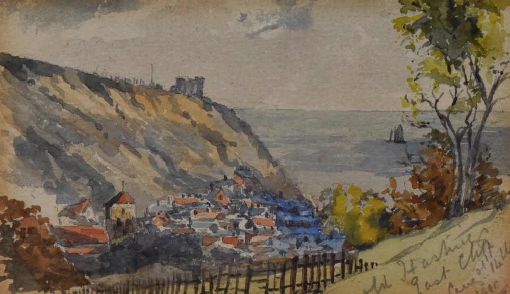 20th Century School, watercolour, Old Hastings East Cliff, signed and dated 1910 to the lower right,