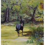 Contemporary, oil on canvas, A horse in field, initials to the lower right, SMW 2015, measuring 61cm