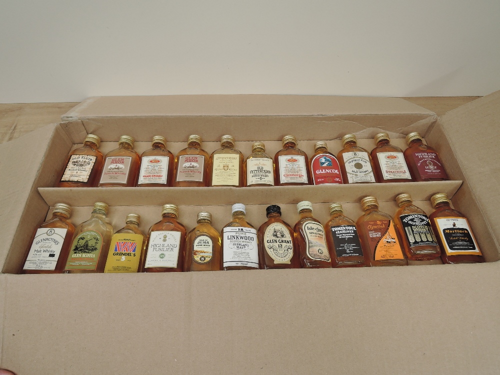 Twenty Three flat miniature bottles of Single Malt Whisky including Tomintoul, Jura, Glen Grant, Old