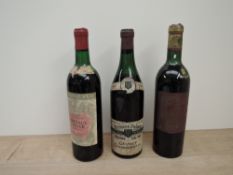 Three bottles of Vintage Red Wine, Heymann Freres 1961 Gevrey Chambertin, Griersons 1962 Couronne