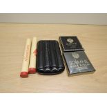 Two Monte Cristo Habana Cigars in metal tubes, three King Edward Cigars in leather wallet and a
