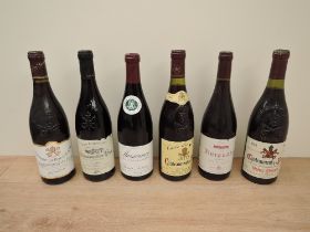 Six bottles of Red Wine, 2000 Burgundy Bourgogne, 12.5% vol, 75cl, 2004 Les Closiers Chateauneuf